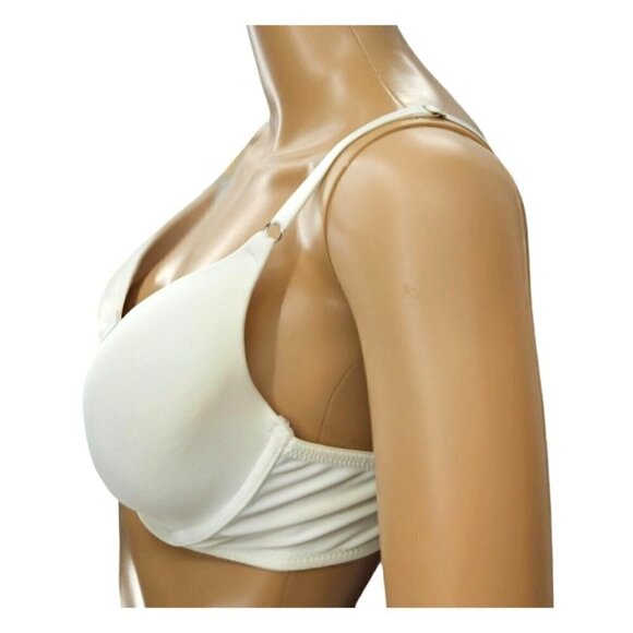 Olga Comfort Perfect Coverage Bra 36C Lined Solid White Underwire Molded 1590SC - Picture 2 of 9
